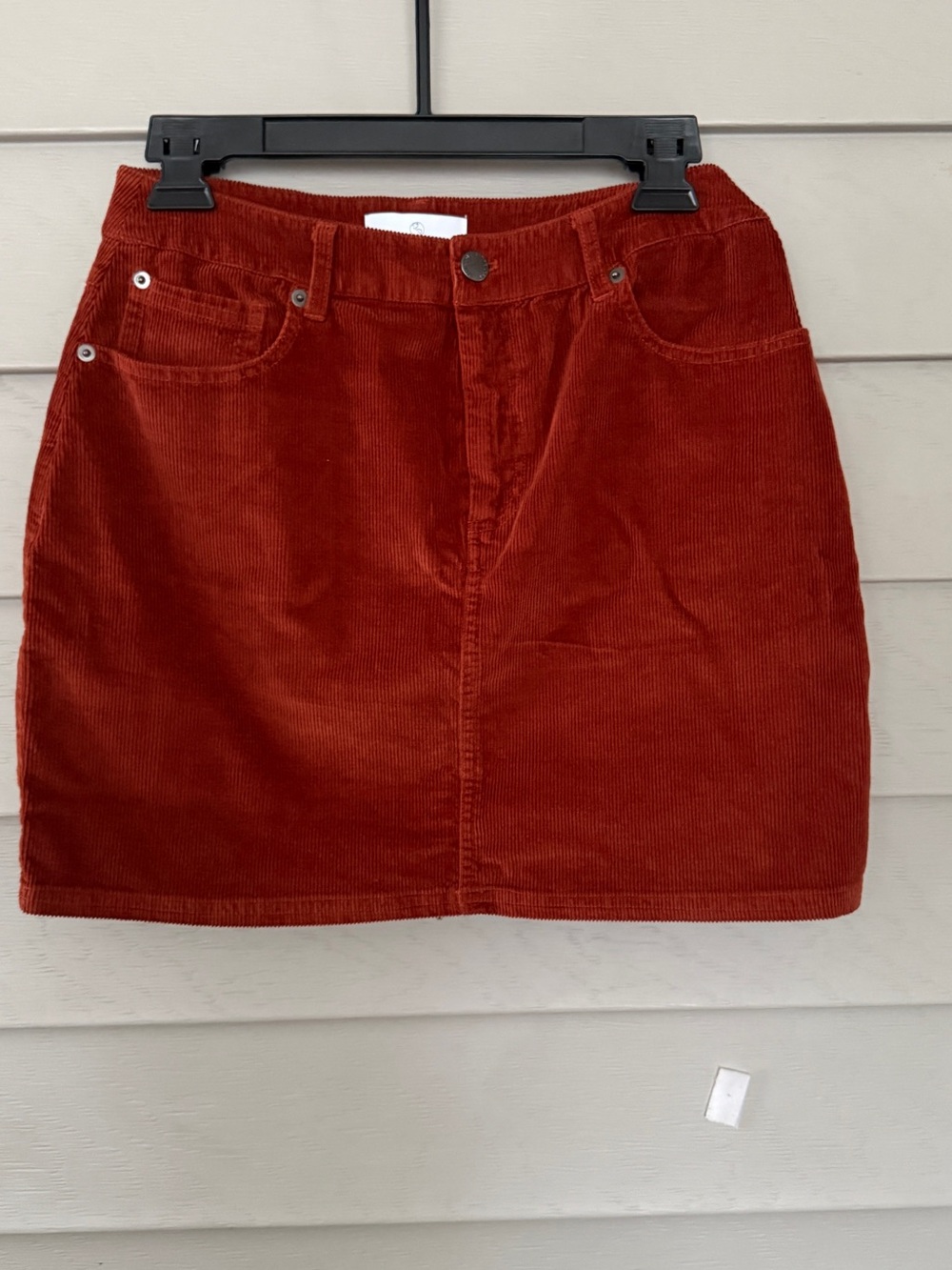 Threads 4 Thought Rust-Red or dark burned orange Corduroy Mini Skirt